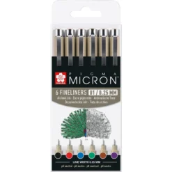 Sakura Pigma Micron Sett 6stk – 01 ass. farger