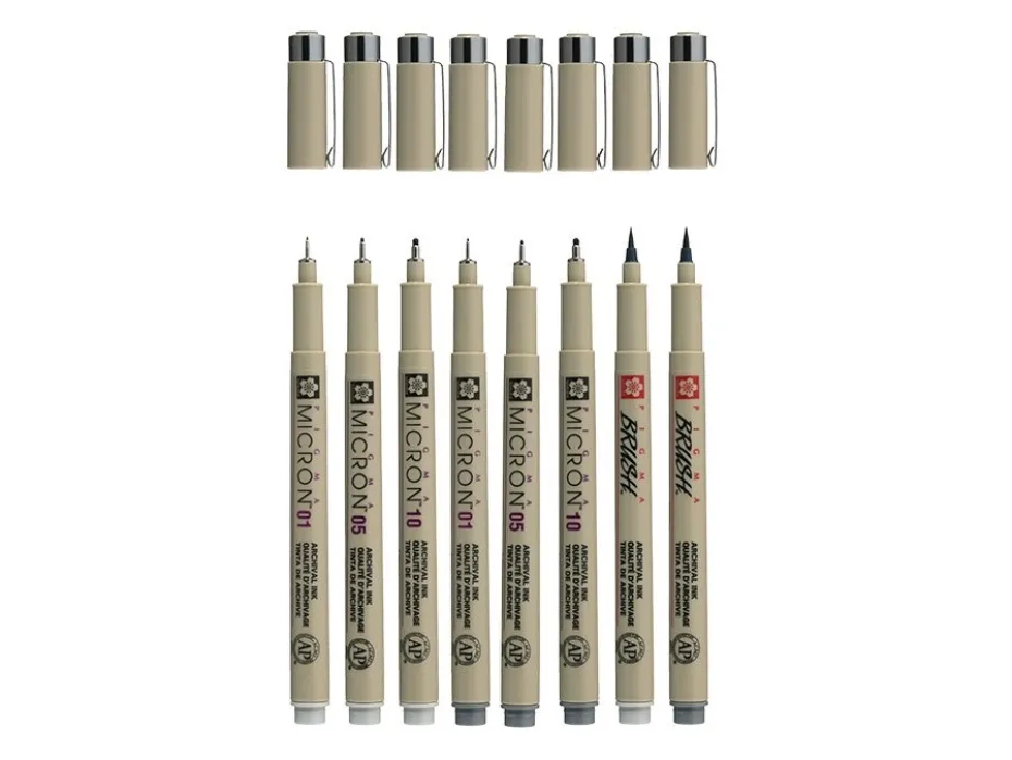 Sakura Pigma Micron Sett 8stk – Gray