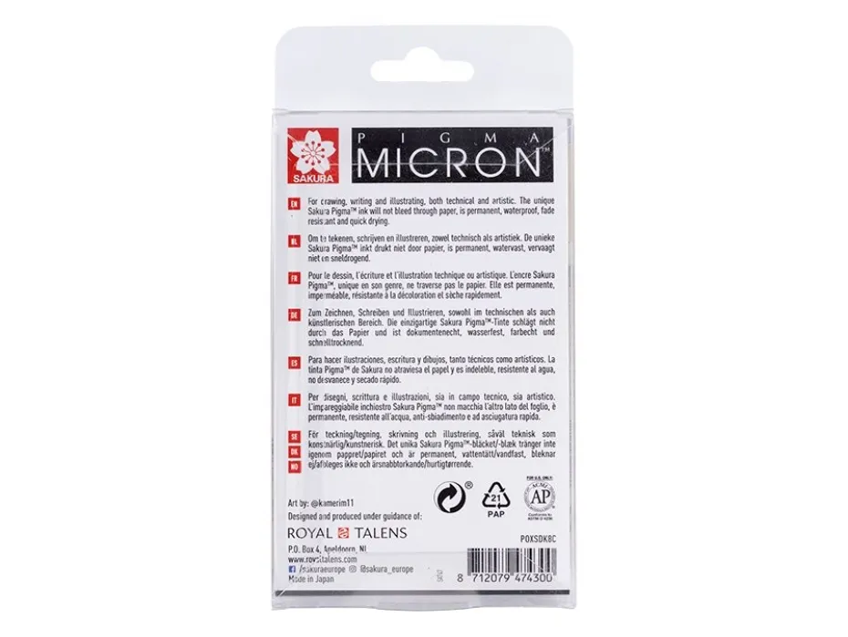 Sakura Pigma Micron Sett 8stk – Gray