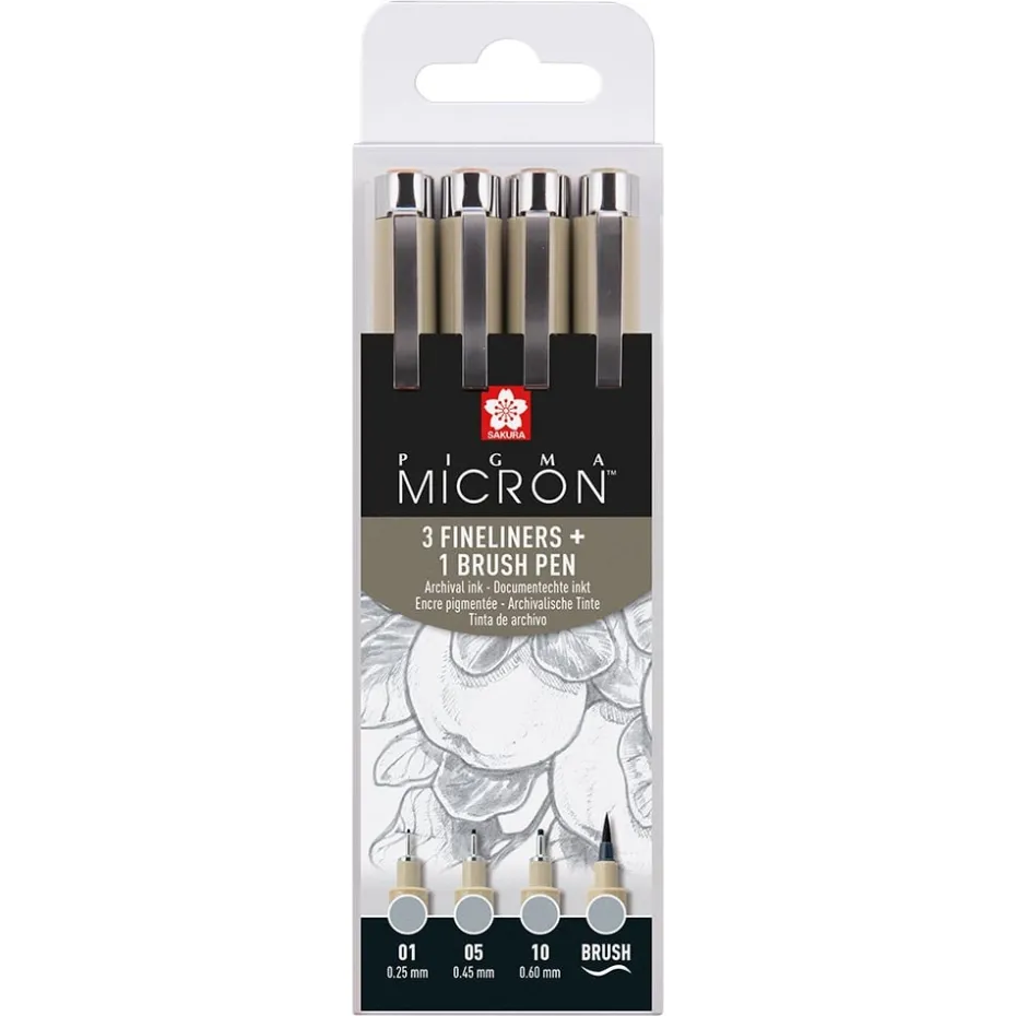 Sakura Pigma Micron Sett 4stk – Light Cool Gray