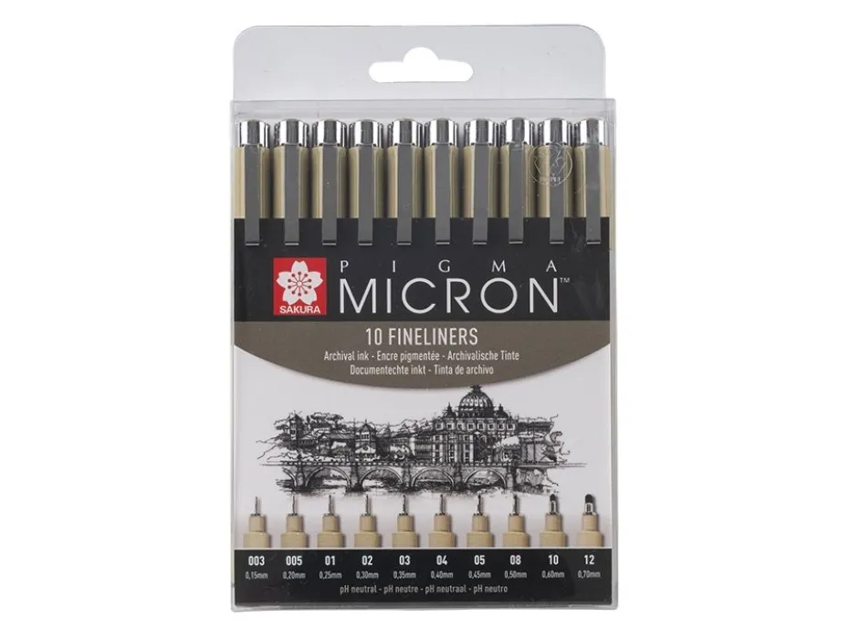 Sakura Pigma Micron Sett 10stk – 49 Sort
