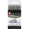 Sakura Pigma Micron Sett 7stk – 49 Sort 6 +1 Brush