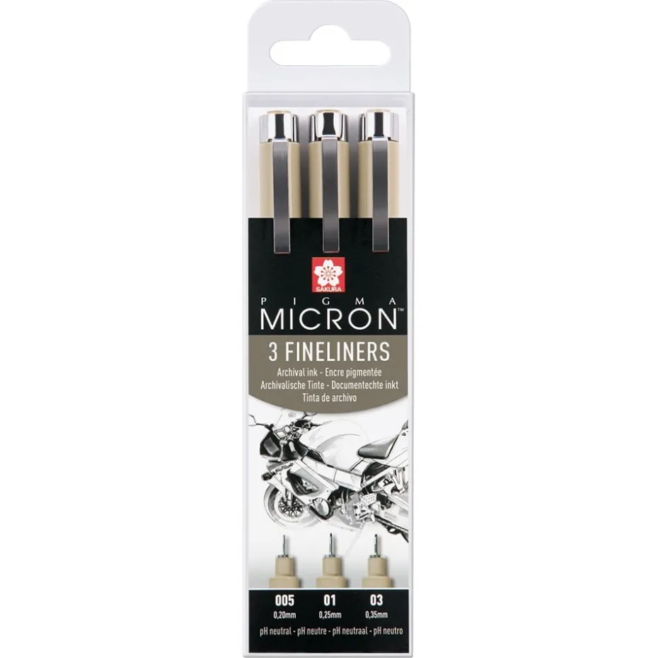 Sakura Pigma Micron Sett 3stk – 49 Sort – 005 01 03