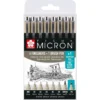 Sakura Pigma Micron Sett 8stk – 49Sort – 6 + 1 Brush + 1 PN