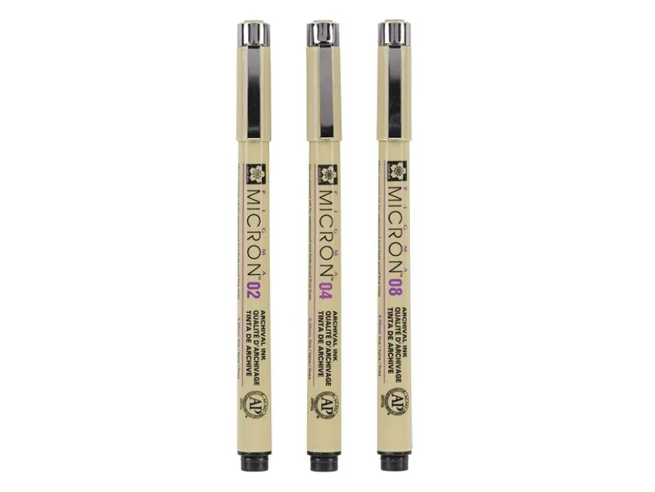 Sakura Pigma Micron Sett 3stk – 49 Sort – 02 04 08