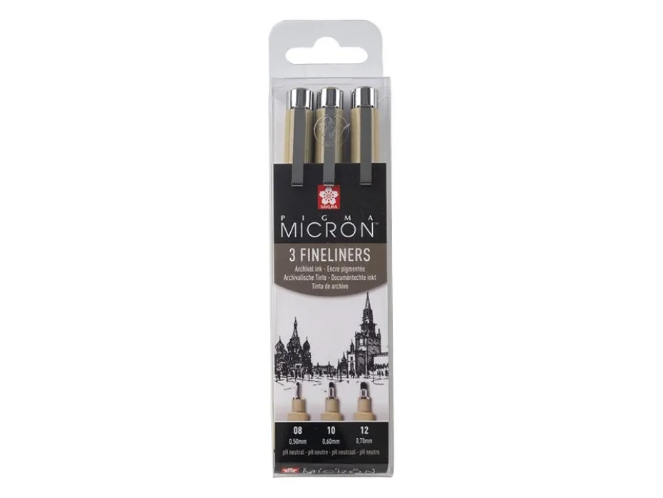 Sakura Pigma Micron Sett 3stk – 49 Sort – 08 10 12