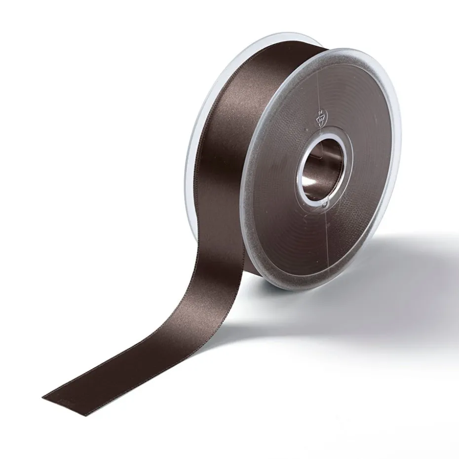 Satinbånd 25mm 25m – Mørk brun