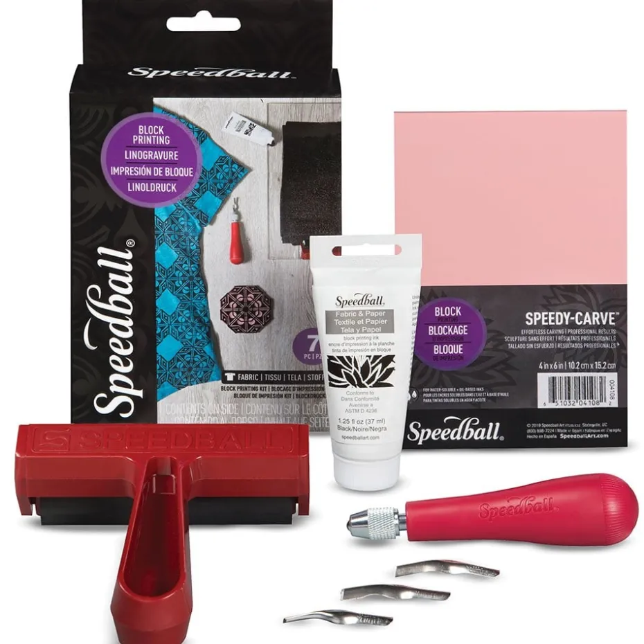 Speedball Block Print Linotrykk Set – Fabric Starter Kit