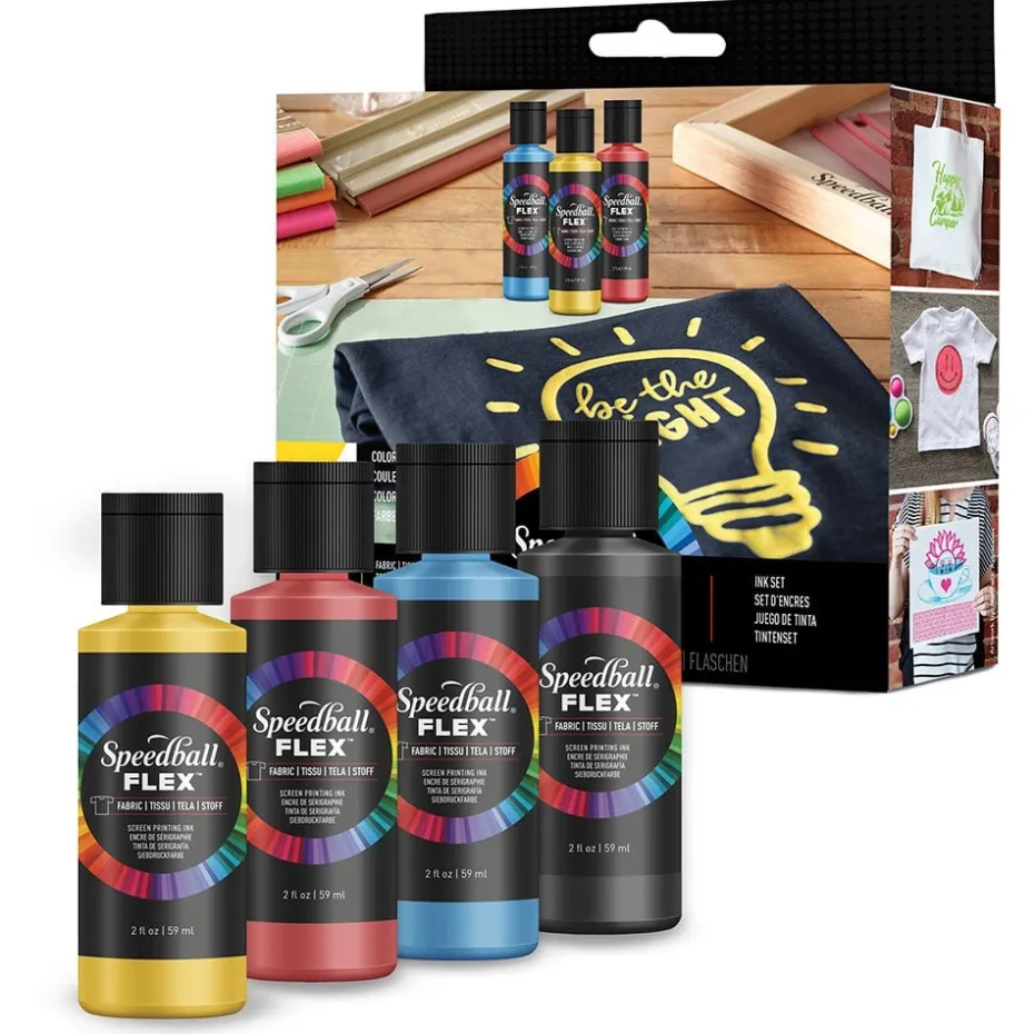 Speedball FLEX Fabric Screen ink – Sett 4stk 59ml