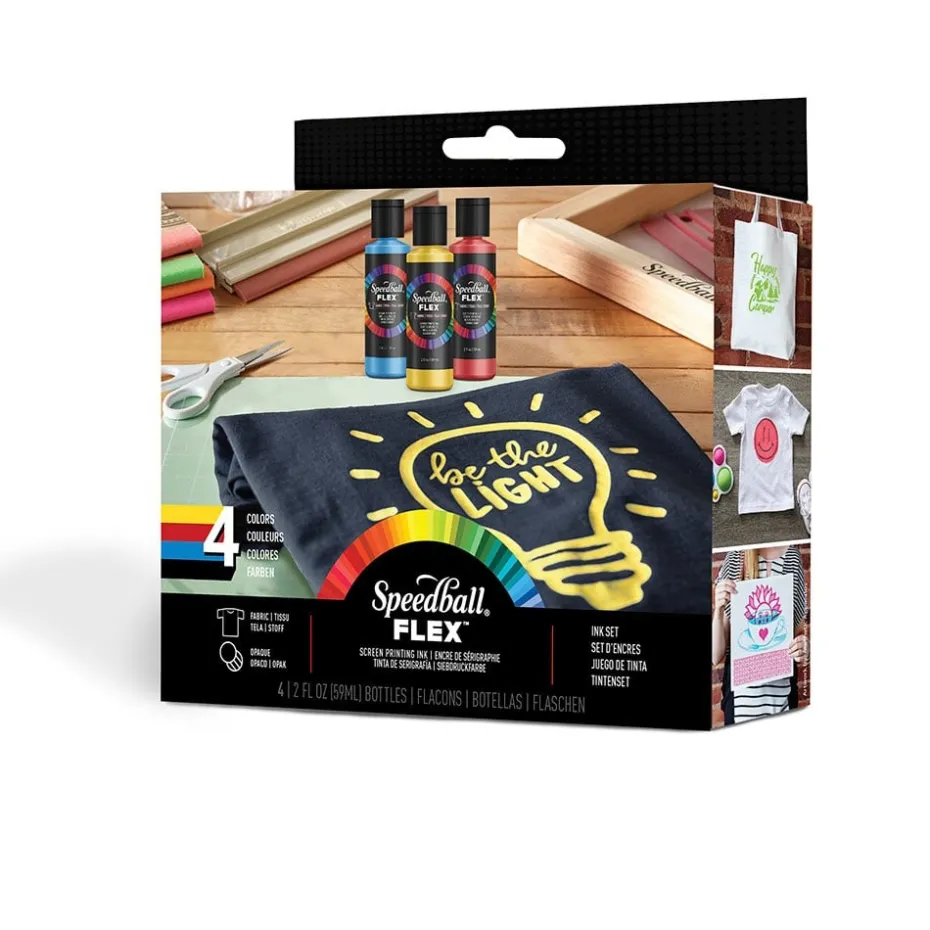 Speedball FLEX Fabric Screen ink – Sett 4stk 59ml