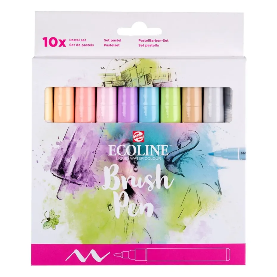 Talens Ecoline Brush Pen Sett 10stk – Pastell
