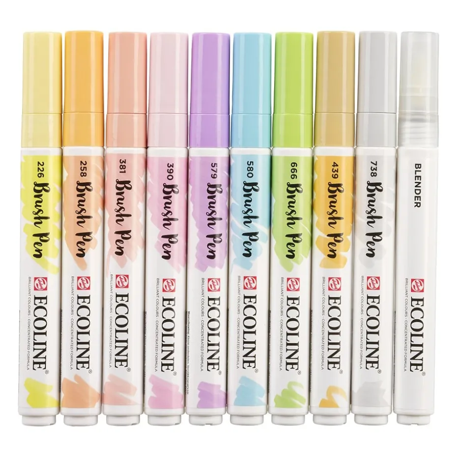 Talens Ecoline Brush Pen Sett 10stk – Pastell
