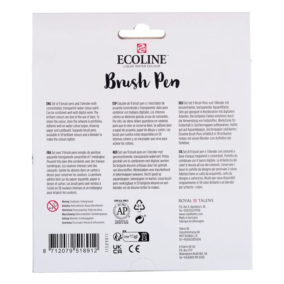 Talens Ecoline Brush Pen Sett 10stk – Pastell