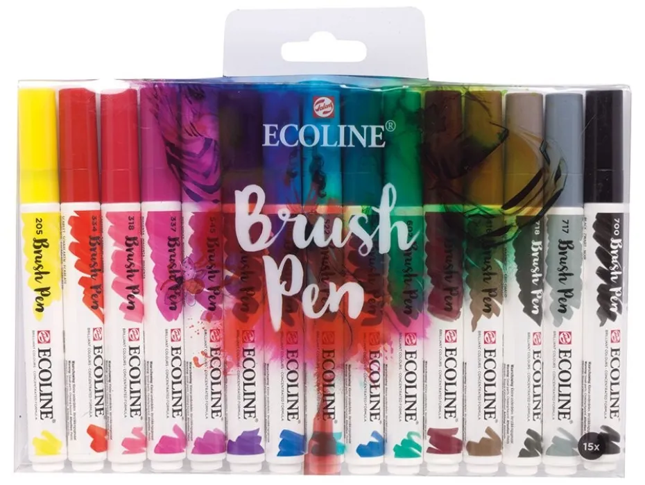 Talens Ecoline Brush Pen Sett 15stk – Primary