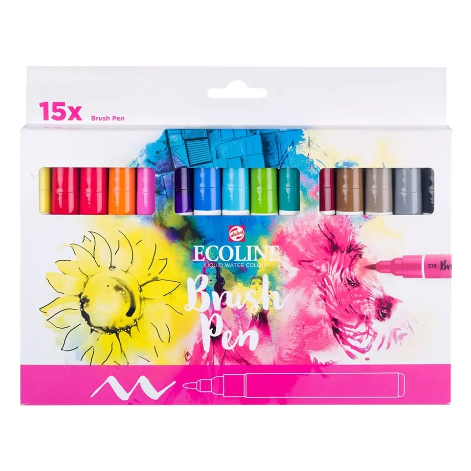 Talens Ecoline Brush Pen Sett 15stk – Primary