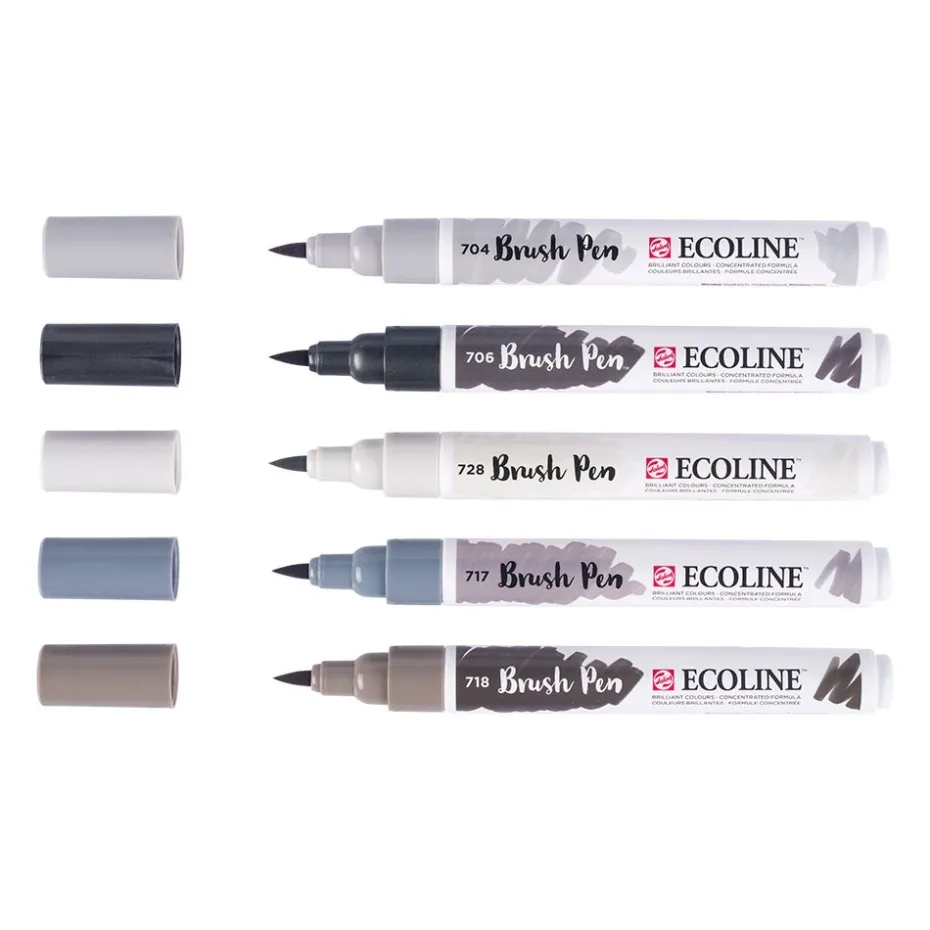 Talens Ecoline Brush Pen Sett – Shadow – 5stk