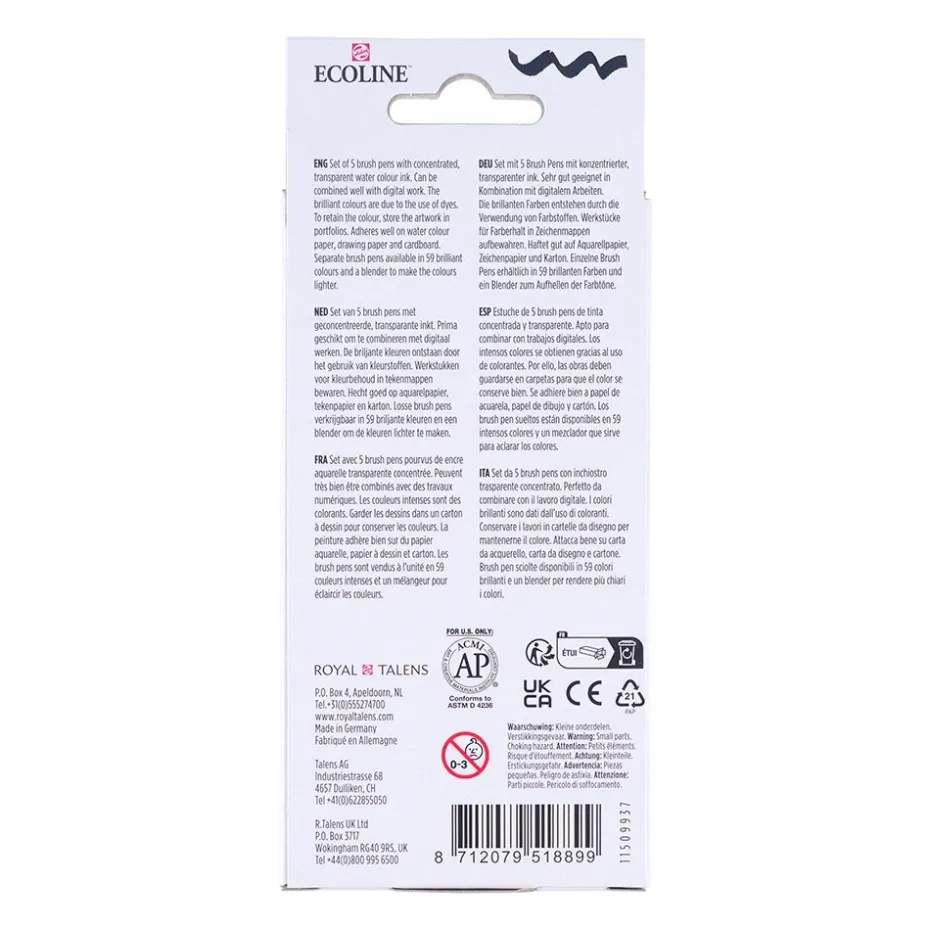 Talens Ecoline Brush Pen Sett – Shadow – 5stk