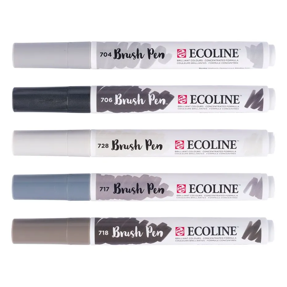 Talens Ecoline Brush Pen Sett – Shadow – 5stk