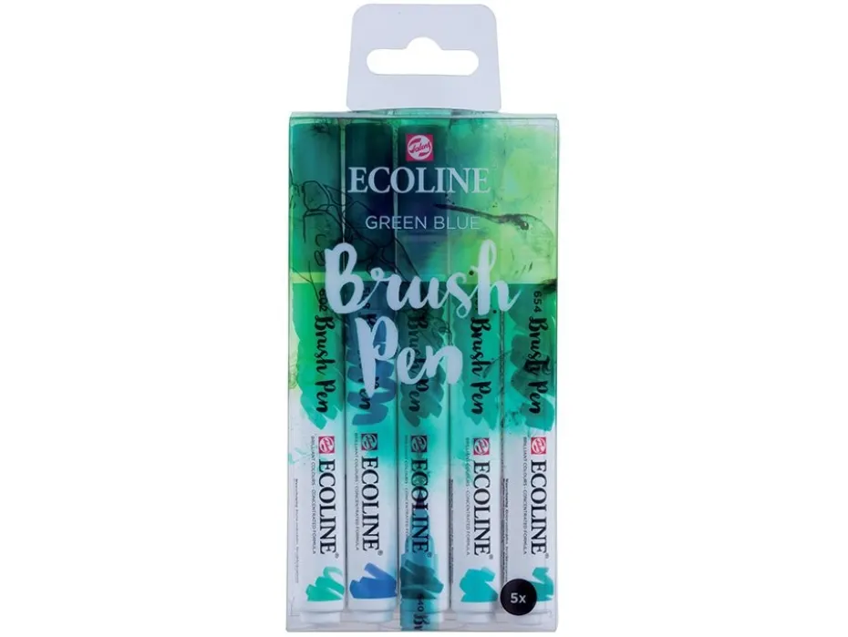 Talens Ecoline Brush Pen Sett – Green Blue – 5stk