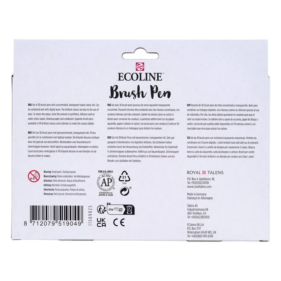 Talens Ecoline Brush Pen Sett 30stk – Primary