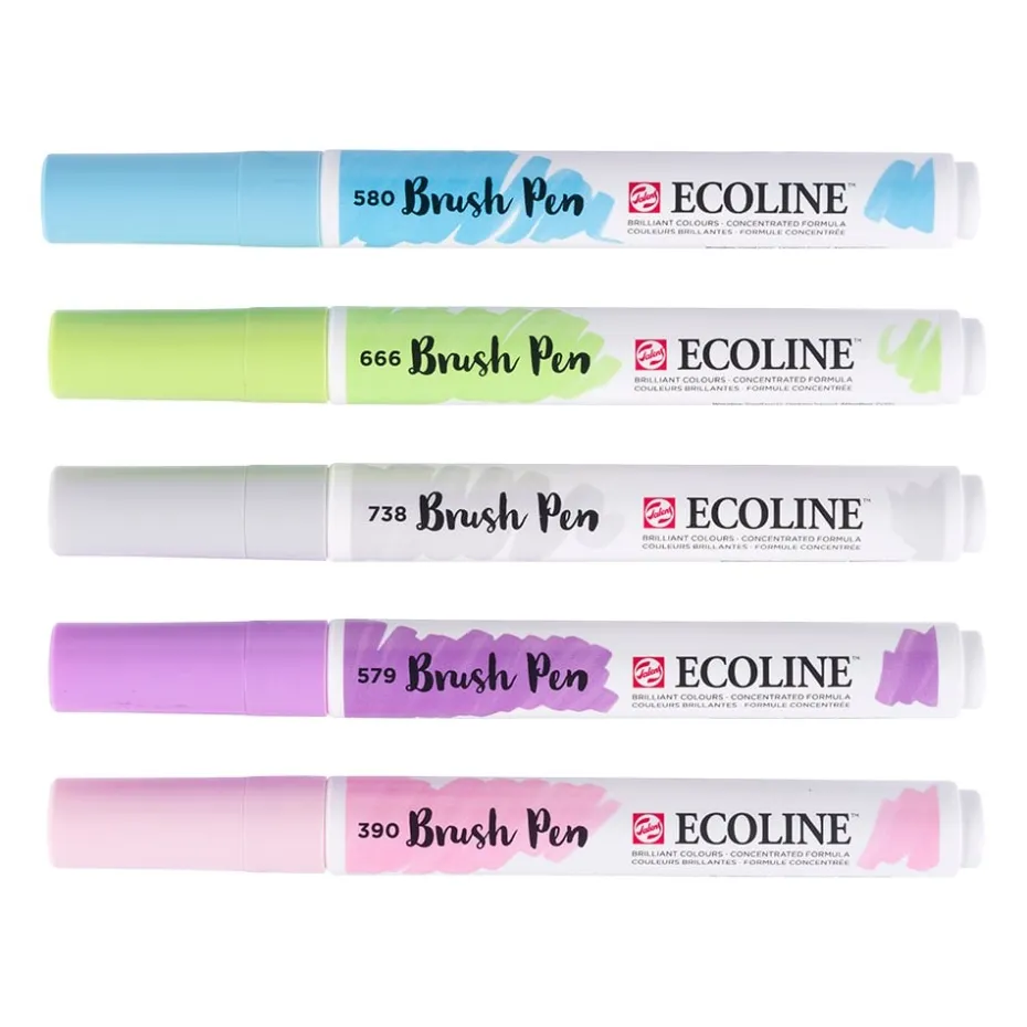 Talens Ecoline Brush Pen Sett 5stk – Pastell