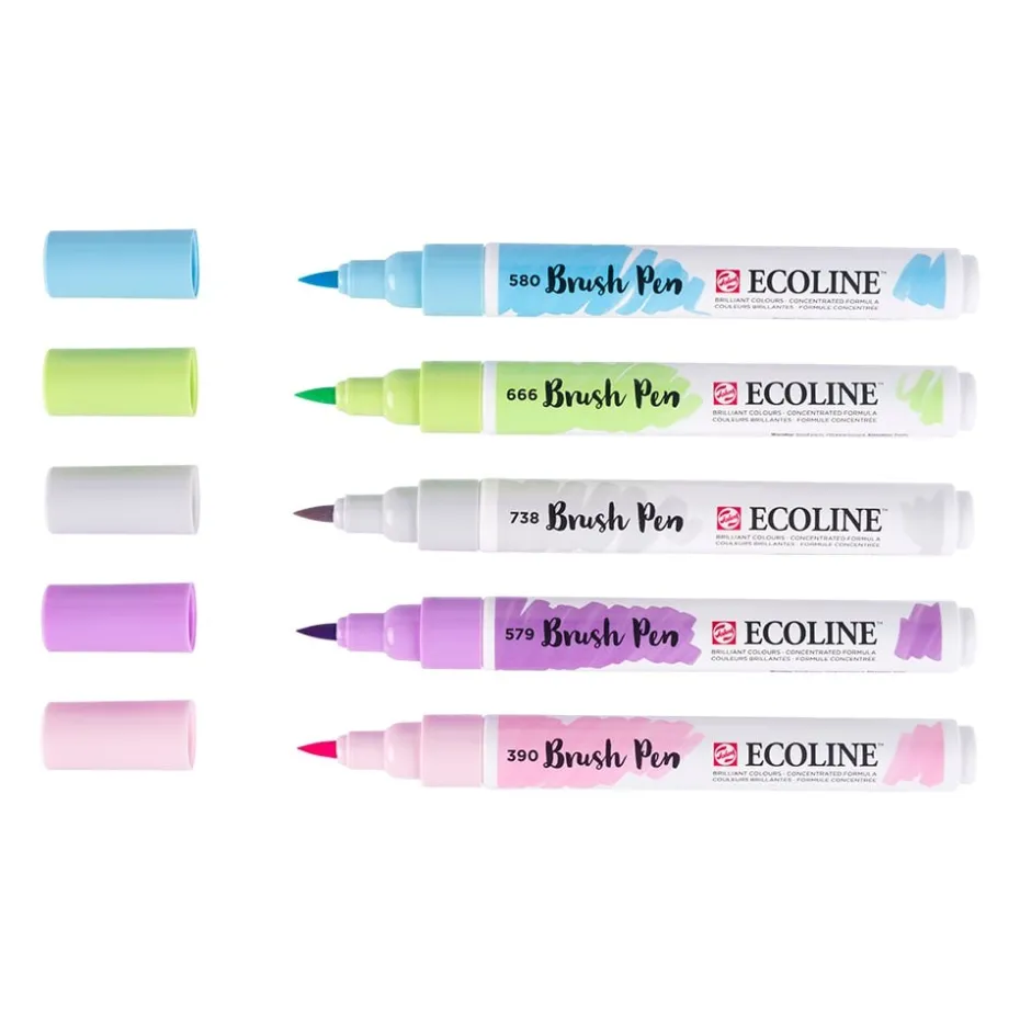 Talens Ecoline Brush Pen Sett 5stk – Pastell