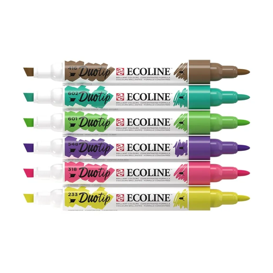 Talens Ecoline Duotip Marker Set 6stk – Botanic