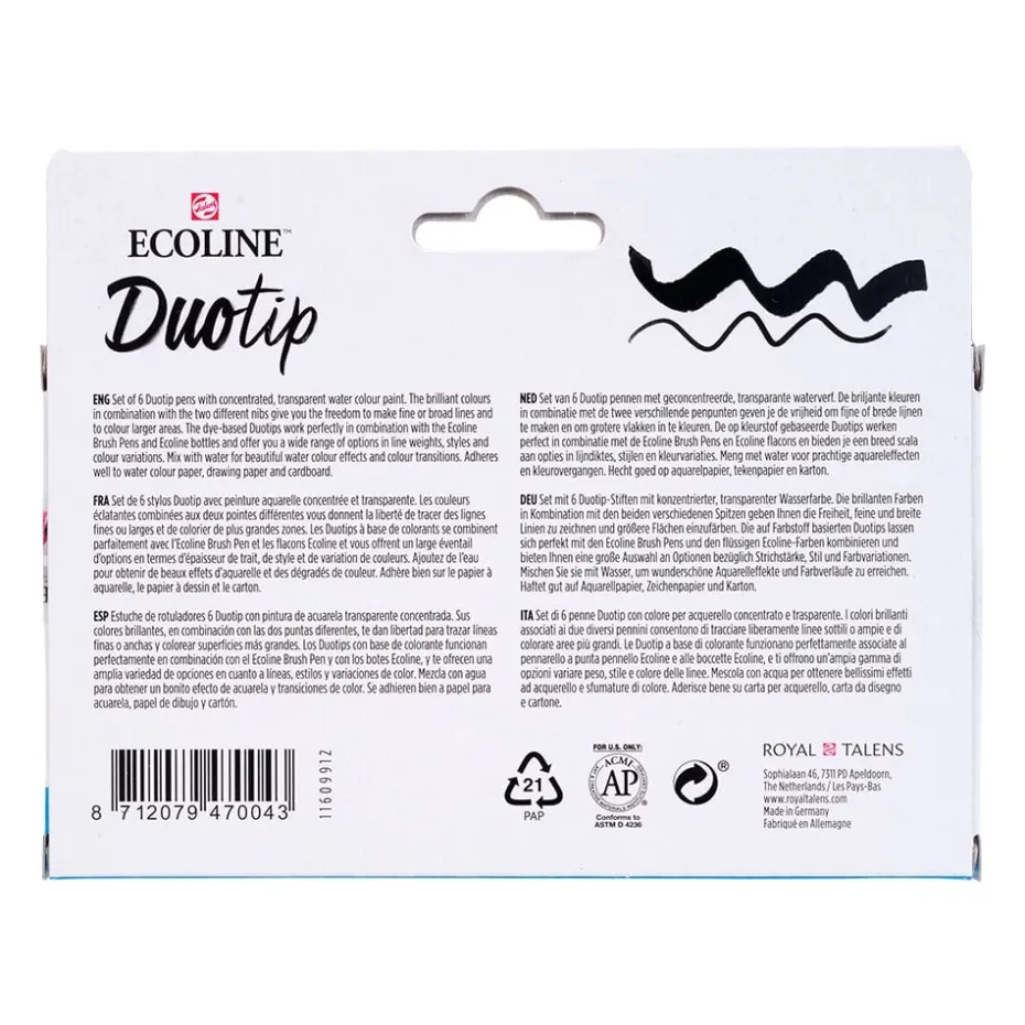 Talens Ecoline Duotip Marker Set 6stk – Botanic