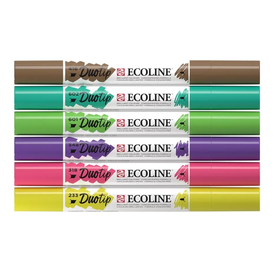 Talens Ecoline Duotip Marker Set 6stk – Botanic