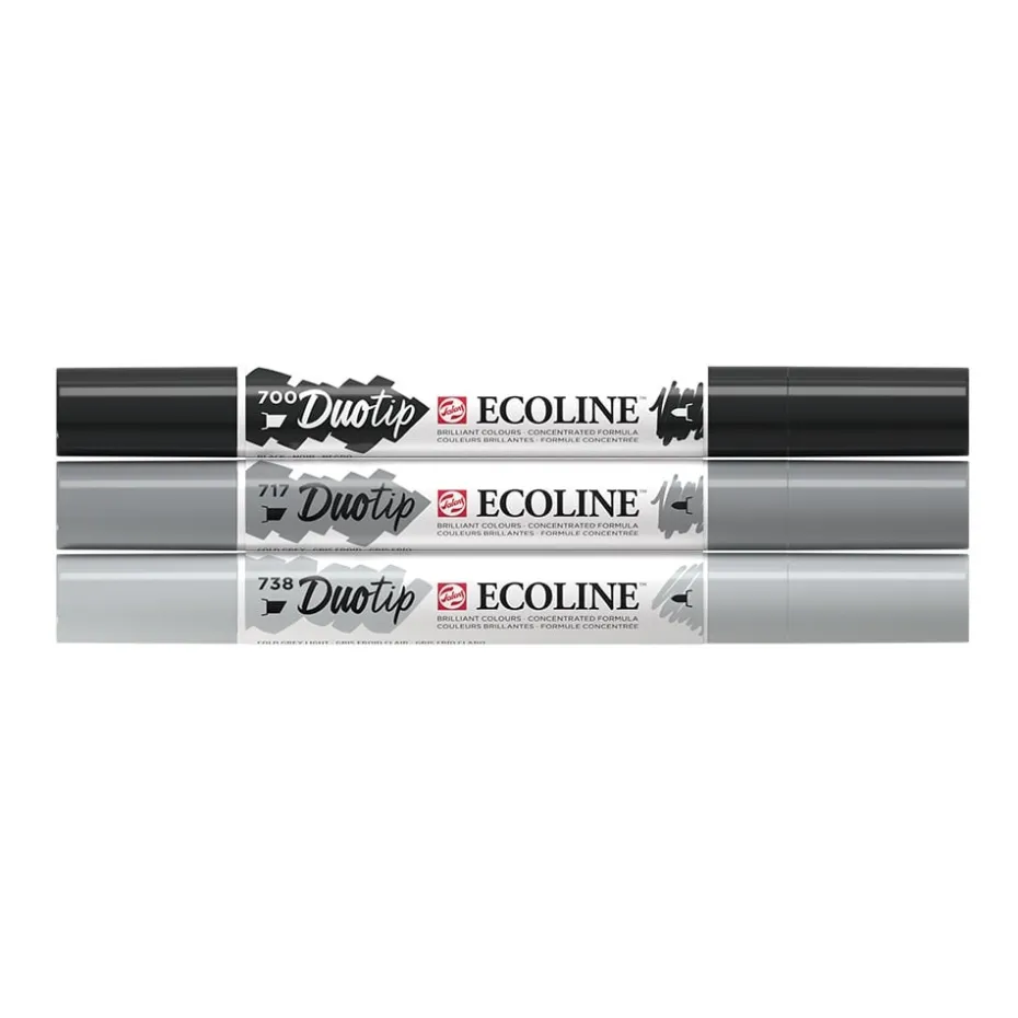 Talens Ecoline Duotip Marker Set 3stk – Black & Grey