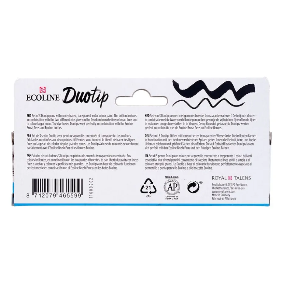 Talens Ecoline Duotip Marker Set 3stk – Black & Grey