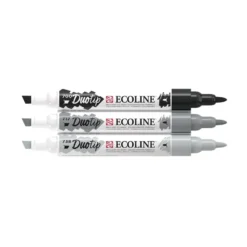 Talens Ecoline Duotip Marker Set 3stk – Black & Grey