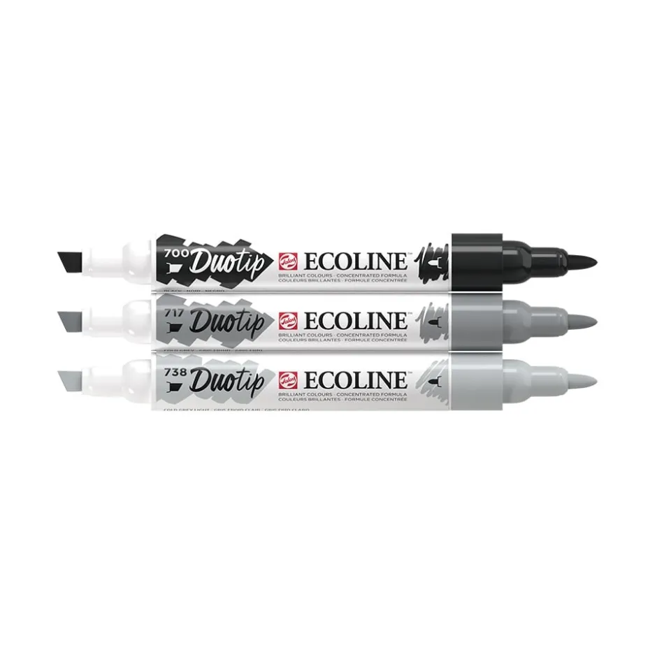 Talens Ecoline Duotip Marker Set 3stk – Black & Grey