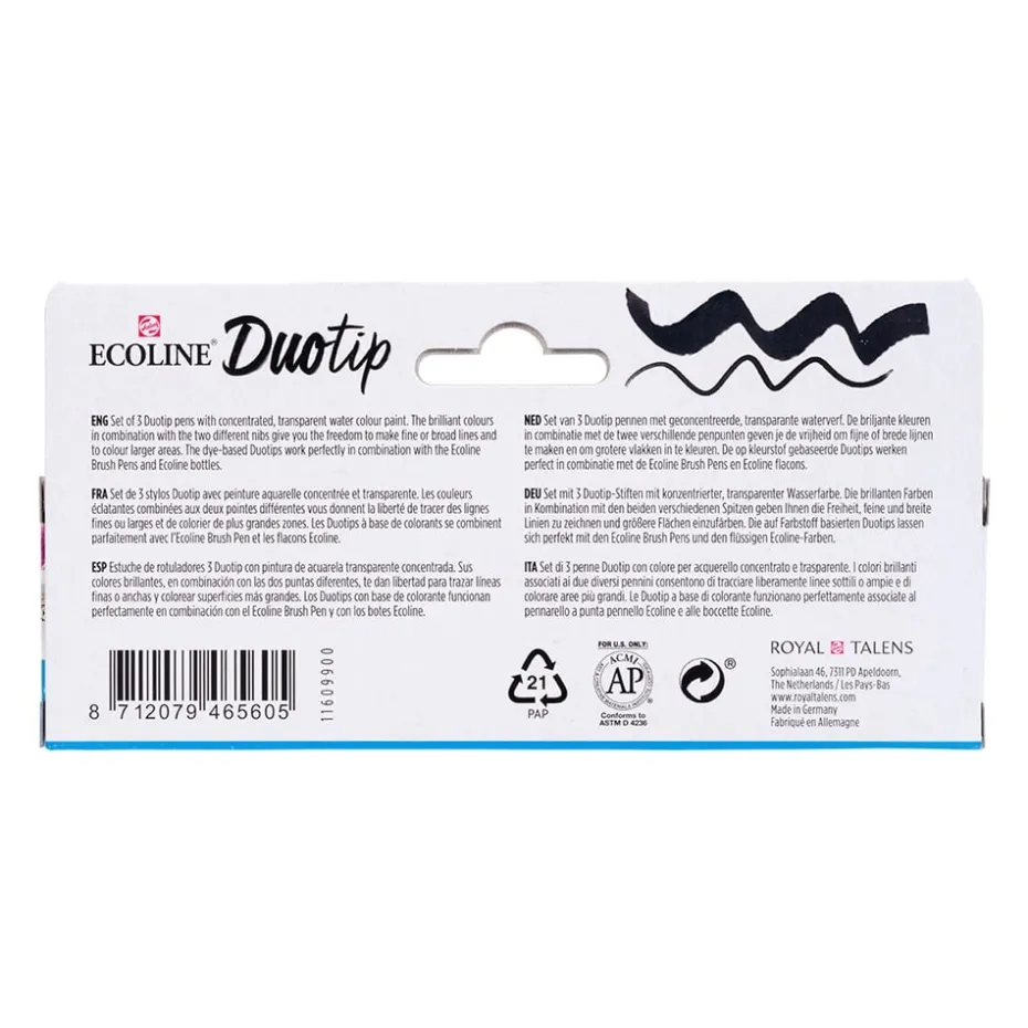 Talens Ecoline Duotip Marker Set 3stk – Primary
