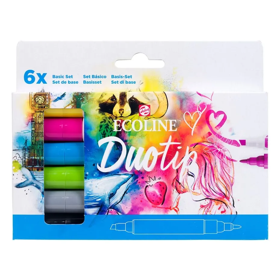 Talens Ecoline Duotip Marker Set 6stk – Basic