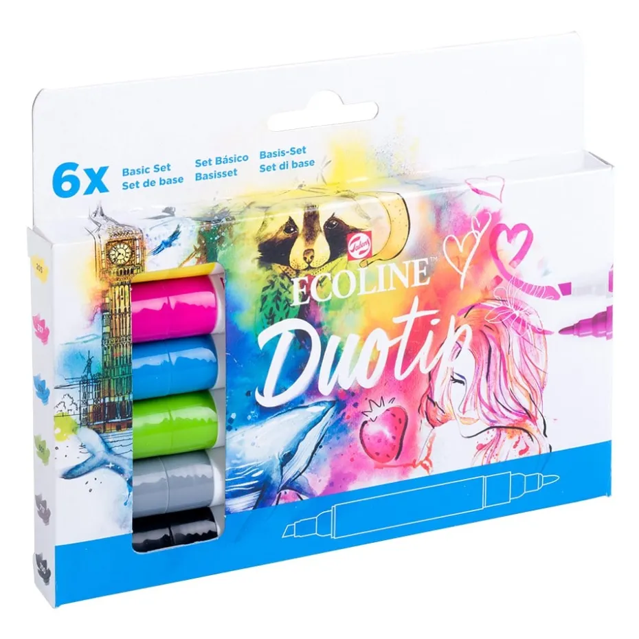 Talens Ecoline Duotip Marker Set 6stk – Basic