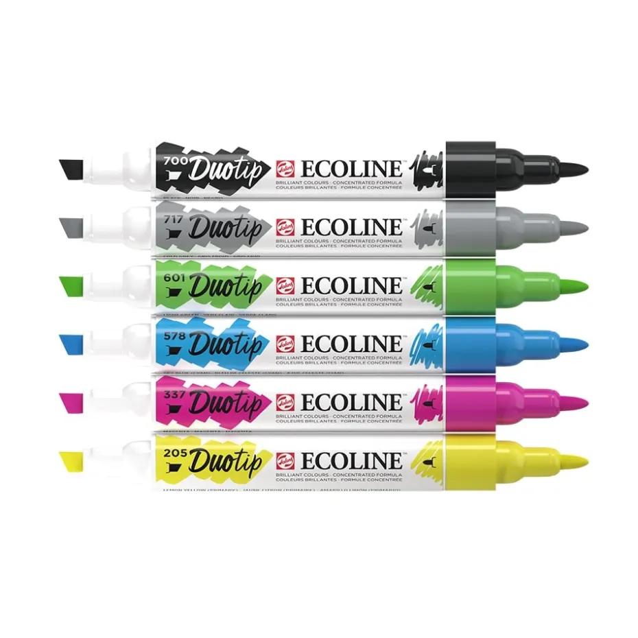 Talens Ecoline Duotip Marker Set 6stk – Basic