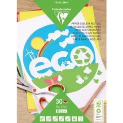 Tegneblokk resirkulert farget papir – 120g – 30 ark – A4