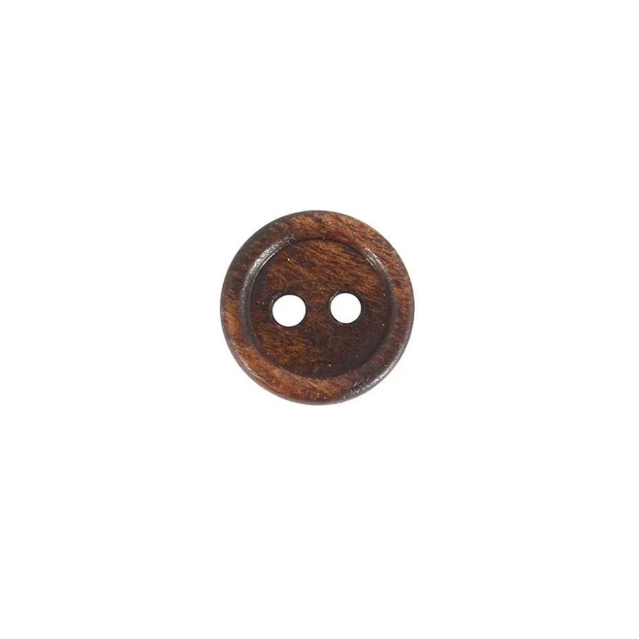 Treknapp – 2-hull 12mm – Mørk brun