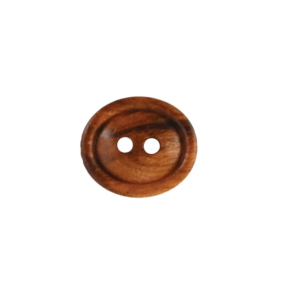 Treknapp – Oval 2- hull 12mm – Lys brun