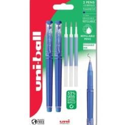 Uni-ball Erasable Gel 0,7mm – Blister 2stk + 3 refill – Blå