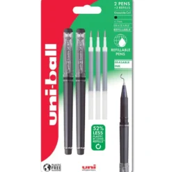 Uni-ball Erasable Gel 0,7mm – Blister 2stk + 3 refill – Sort