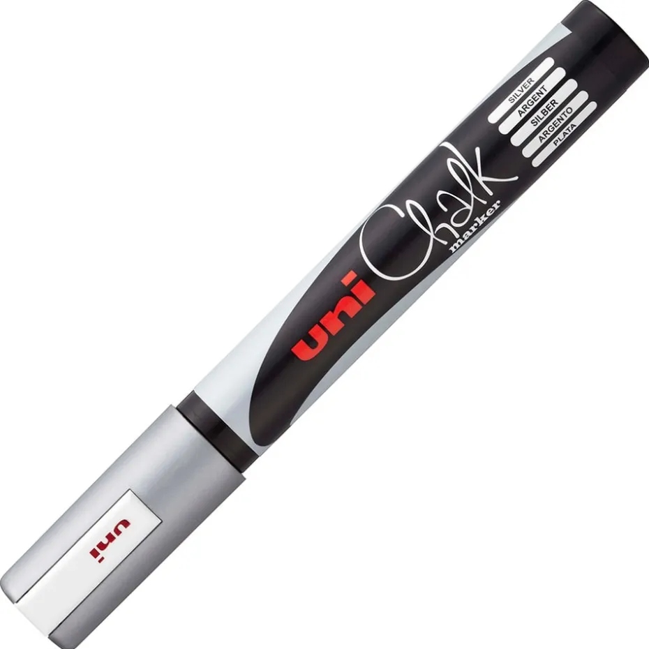 Uni Chalk Marker PWE-5M Bullet tip 1,8-2,5mm – Silver