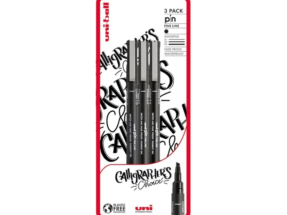 Uni Pin Fineliner Sett 3stk Calligraphers Choice Blister