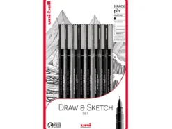 Uni Pin Fineliner Sett 8stk Draw and Sketch Blister