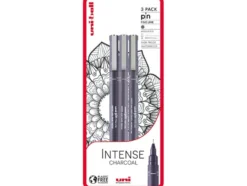 Uni Pin Fineliner Sett 3stk Intense Charcoal Blister