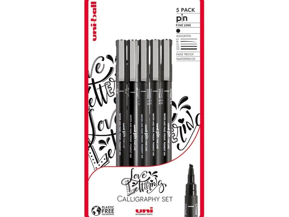 Uni Pin Fineliner Sett 5stk Love Lettering Blister