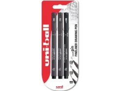 Uni pin Fineliner Sett 3stk – 01 – 05 Mørk grå – Brush Sort
