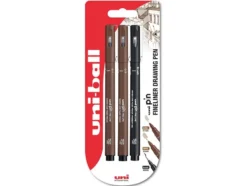 Uni pin Fineliner Sett 3stk – 01 – 05 Sepia – Brush Sort