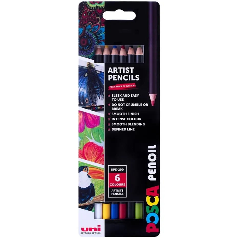 Uni Posca Fargeblyant Standardsett 6stk